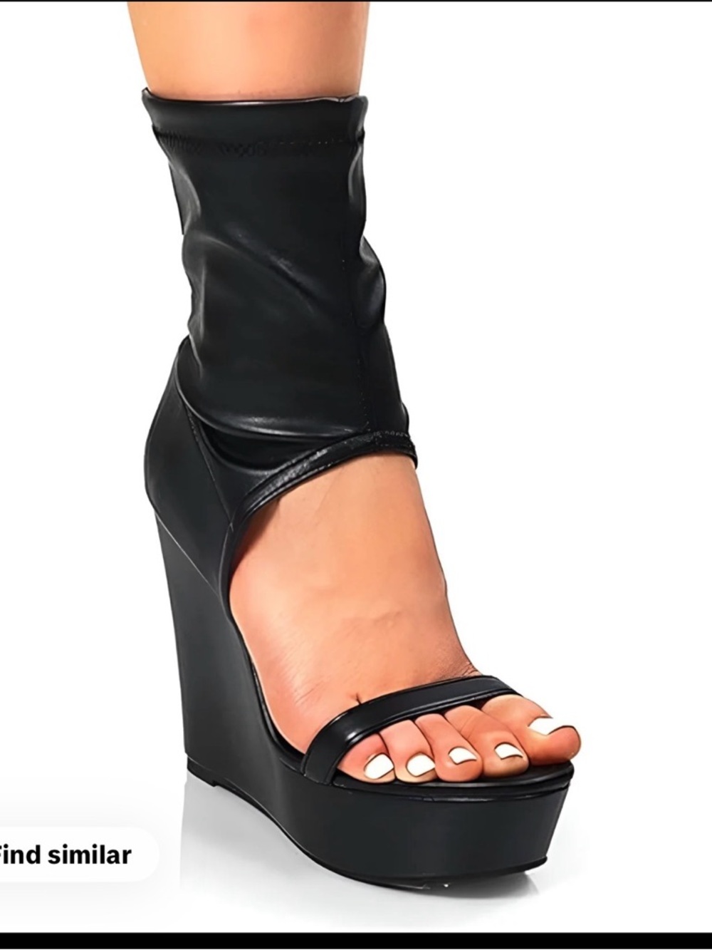 Black Wedge Platform Ankle-Strap Sandal